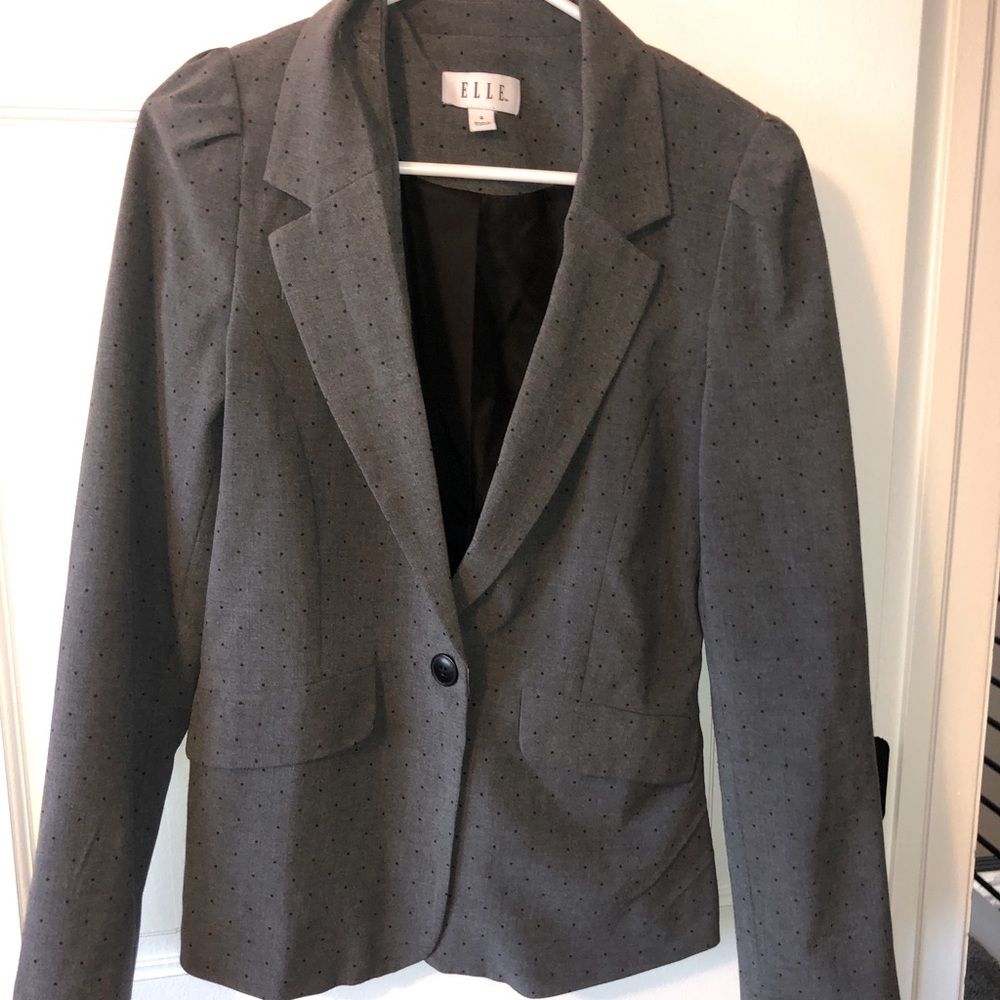 Grey and black polka dot suit jacket very unique very cute